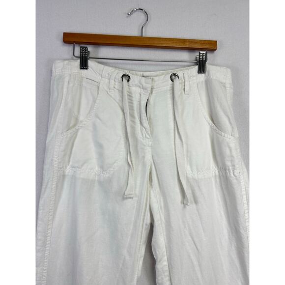 Woman's Willi Smith White Wide Leg Linen Blend Pants - Size 8 Beachy Resort - Picture 7 of 15